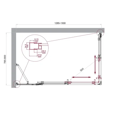 Душевой уголок BelBagno Luce LUCE-AH-21-130/80-C-Cr 130x80 см, хром/прозрачное стекло 5