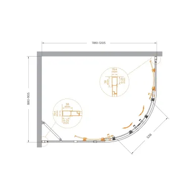 Душевой уголок Cezares Molveno MOLVENO-RH-2-120/90-C-BORO-IV 120x90 профиль брашированное золото/стекло прозрачное 5