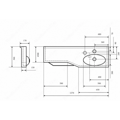 Раковина Aquaton Отель 127 правая 1