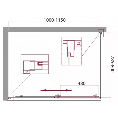 Душевой уголок BelBagno Unique AH1 (100x80 см) (прозрачное стекло) 7