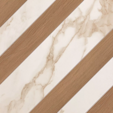 fNK7 Roma Diamond Righe Calacatta Bark Avana Inserto 60x60 0