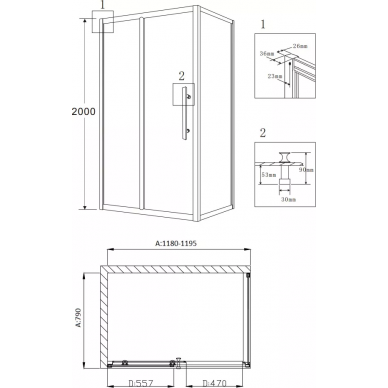 Душевой уголок Grossman Pragma (PR-120SQL) 120x80x200 см, серебро, левый 5