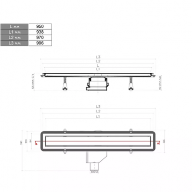 Душевой лоток Pestan Confluo Premium Black Glass Line 950 (13000351) 6