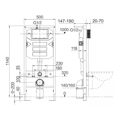 Инсталляция Ceramicanova Envision (CN4002MB_1002CH_1000) с унитазом Metropol Rimless, кнопка хром 5