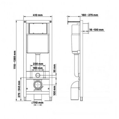 Инсталляция для подвесного унитаза Berges Atom Line 410 (040338) смывная клавиша хром 5