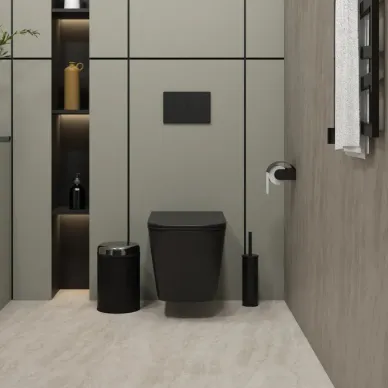Унитаз подвесной Teymi Helmi S T40302MB микролифт, чёрный матовый 10