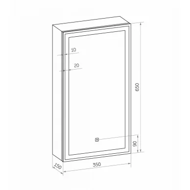 Зеркальный шкаф Art&Max Techno AM-Tec-350-650-1D-L-DS-F 35x65 см с LED подсветкой, bianco lucido 5