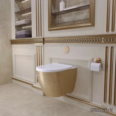 Инсталляция для подвесного унитаза Grossman 900.K31.01.000+клавиша 700.K31.05.30M.30M золото глянцевый+унитаз GR-4455GWS 5