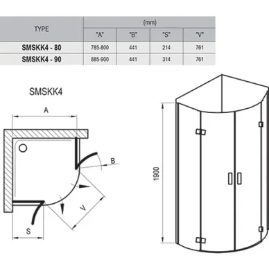 Душевой уголок Ravak Smartline SMSKK4-90 3S277A00Y1 90x90 см, профиль хром/стекло Transparent 2