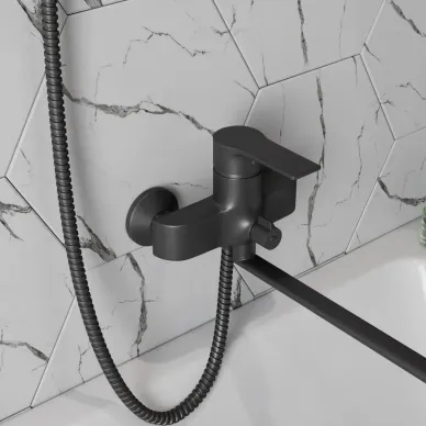 Смеситель для ванны Teymi Lori T10267 с длинным изливом, чёрный матовый 6