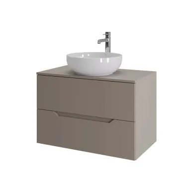 Тумба Orange Line Li-80TuLMDF+B07-420W 80 см, подвесная, латте матовый, с раковиной белой 0