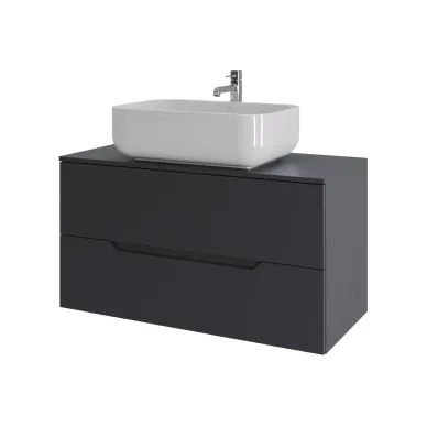 Тумба Orange Line Li-100TugMDF+B03-600W 100 см, подвесная, графит матовый, с раковиной белой 0