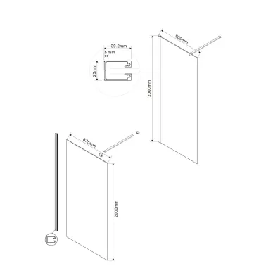 Душевая перегородка Vincea Walk-In VSW-1H900GFB 90x200 см, профиль чёрный/стекло тонированное 1