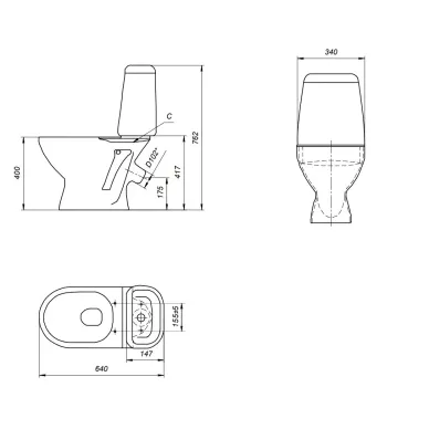 Унитаз напольный MITO GREY 64524 031 2-уровневая 3/6 PP 8