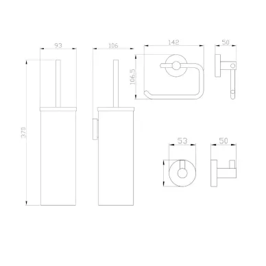 Набор аксессуаров для ванной комнаты Wonzon & Woghand WW-8100-BL чёрный матовый 1