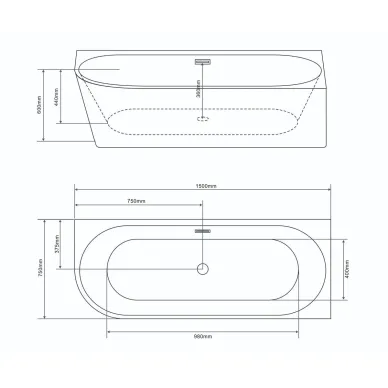 Акриловая ванна Grossman Cristal GR-2205FL 150x75 левая, белая 5