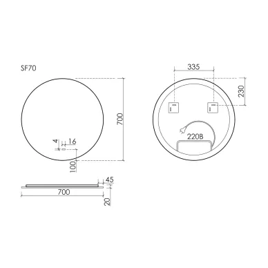 Зеркало Sancos Square 2.0 SF2.700 70 см, с LED подсветкой 8