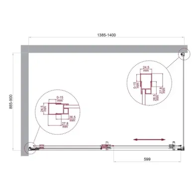 Душевой уголок BelBagno Luce LUCE-AH-1-140/90-C-Cr 140x90 см, хром/прозрачное стекло 5