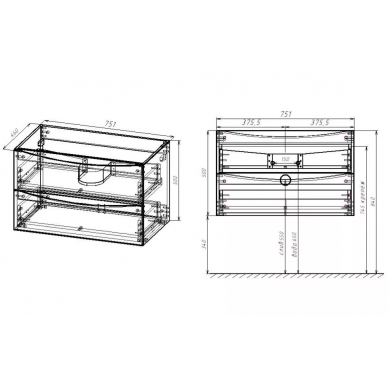 Тумба для ванной Vincea Mia (VMC-2MC750BT) (75 см) (beton) 5