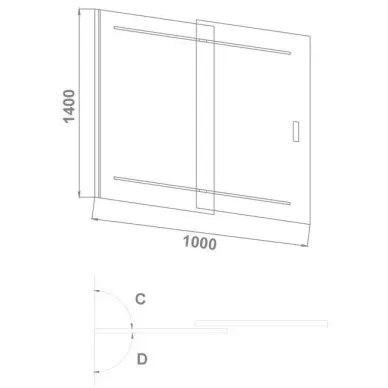 Шторка для ванной Good Door Screen SL-100-C-В (100x140) профиль чёрный/прозрачное стекло 2