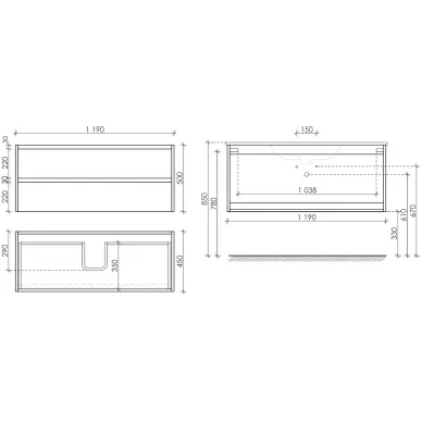 Тумба для ванной Sancos Libra LB120-1EG подвесная, 119 см, дуб галифакс 6