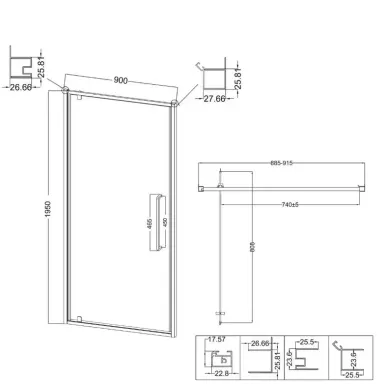 Душевая дверь Niagara Nova NG-35-9AGR 90x195 профиль графит/ стекло прозрачное 6