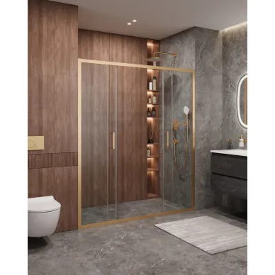 Душевая дверь Cezares Molveno MOLVENO-BF-2-170-C-BORO-IV 170х195, профиль брашированное золото/стекло прозрачное 1
