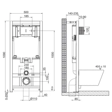Инсталляция BelBagno BB002-80 в комплекте с унитазом Amanda, крышкой микролифт, кнопкой смыва белая глянцевая 5