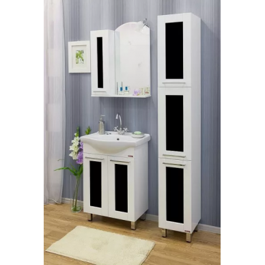 Зеркальный шкаф Sanflor Валлетта 60 белый L (черное стекло) 0