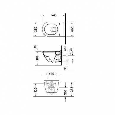 Чаша подвесного унитаза Duravit Starck 3 (2225090000) 1