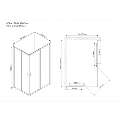 Душевой уголок Vincea Scala (VSS-2SC8012CL) 120x80х190 см 6