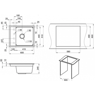 Мойка кухонная Granula Kitchen Space (6004, ЧЁРНЫЙ) 2