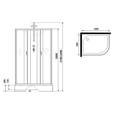 Душевая кабина Niagara Classic 120х90 L (NG-33294-14LBKTG) с гидромассажем 10