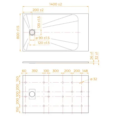Поддон для душа RGW TSS-148W (553502814-01) (140х80) белый 5