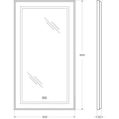 Зеркало BelBagno Kraft (SPC-KRAFT-500-900-LED-TCH-WARM) с подсветкой, 50x90 см, сатин 8