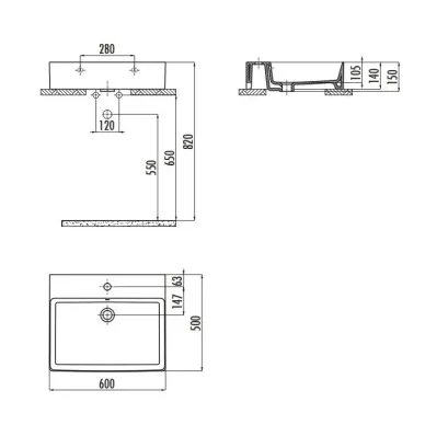 Раковина накладная Creavit Volga VX260-00CB00E-0000 50x60 см, белая 1