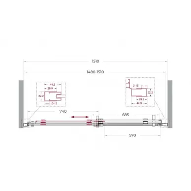Душевая дверь BelBagno Marino MARINO-2-BF-1-150-C-GM 150 см, оружейная сталь/прозрачное стекло 6