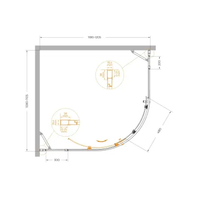 Душевой уголок Cezares Molveno MOLVENO-RH-11-120/110-C-GM-IV 120x110 профиль оружейная сталь/стекло прозрачное 5