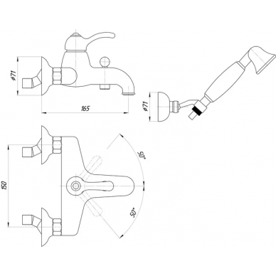 Смеситель для ванны Bugnatese Lem (BN.LEM-1902СR) (хром) 1