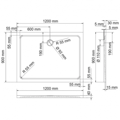 Поддон для душа Wasserkraft Berkel 48T (48T07) (120x90) 1