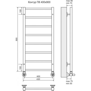 Полотенцесушитель водяной Terminus Контур П8 (400х900) 1
