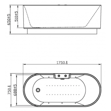 Акриловая ванна Orans NL (BT-NL601-FTSH Black) (175x75) черная отделка 1