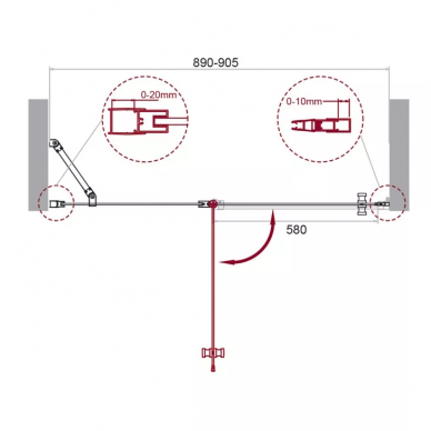 Душевая дверь BelBagno Etna 90 (ETNA-B-12-60/30-C-Cr) профиль хром/стекло прозрачное 4