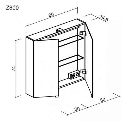 Зеркальный шкаф Sancos Hilton (Z800) 80х74 см, с LED подсветкой 6