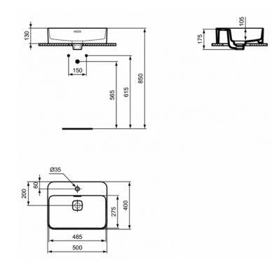 Раковина накладная Ideal Standard Strada II (T296601) (50 см) 11