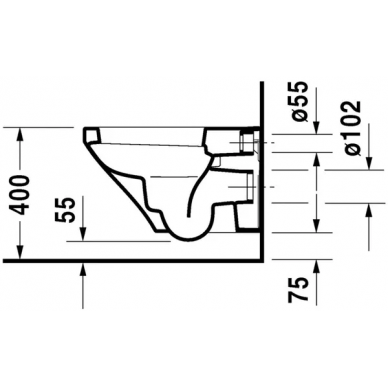 Чаша подвесного унитаза Duravit DuraStyle Rimless (25380900001) с покрытием WonderGliss 5