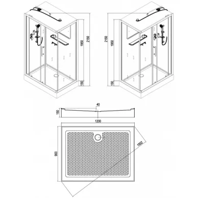 Душевая кабина Esbano C (ES-L129CKR) с крышей, LED освещение, 120x90x215 см 5