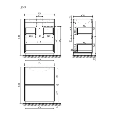 Тумба для ванной Sancos Libra Floor LB70FW напольная, 69 см, белый глянцевый 7
