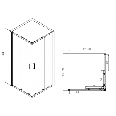 Душевой уголок Abber Schwarzer Diamant	(AG02090B) 90х90х190 6