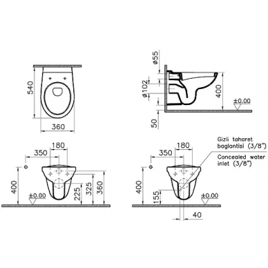 Чаша подвесного унитаза Vitra Normus (6855B003-0101) 6